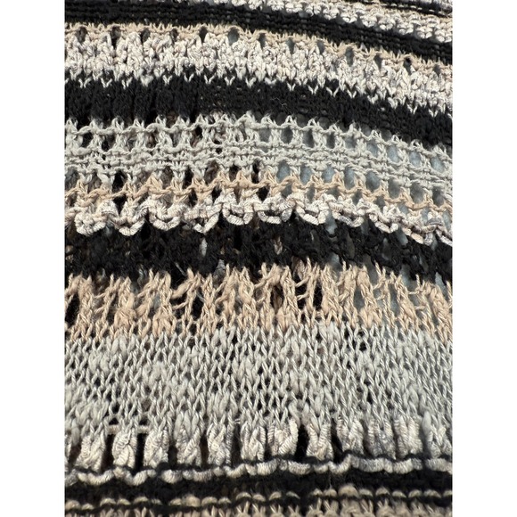 American Eagle Striped Open Front Draped Pointelle Knit Cardigan Sweater Medium - Picture 3 of 16